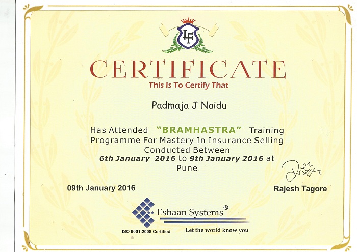 Certificate for Attended Bramhastra Training